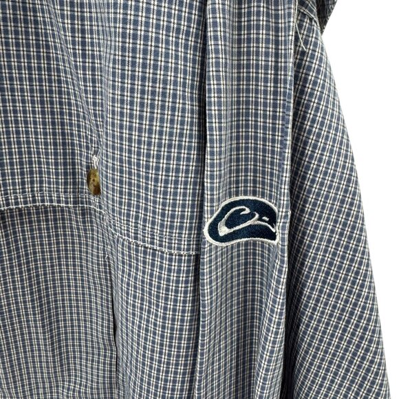 Drake Blue/White Vented Long Sleeve Shirt Mens 2XL Cotton/Polyester Blend Button - Picture 2 of 6